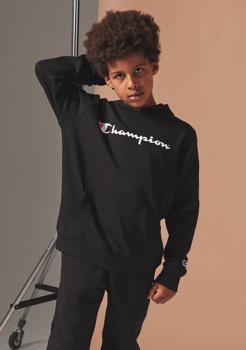 Champion Junior Script Hoodie <br> KX96N BLK