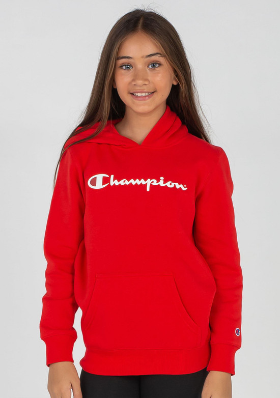 Champion Junior Script Hoodie Vermillion Red