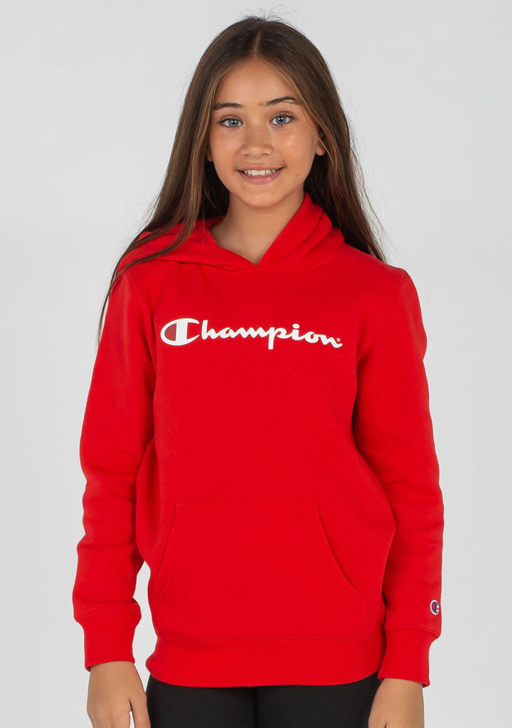 Champion Junior Script Hoodie Vermillion Red
