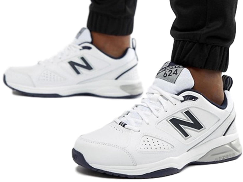 New Balance Mens 624 V4 White/Navy <br> MX624WN4