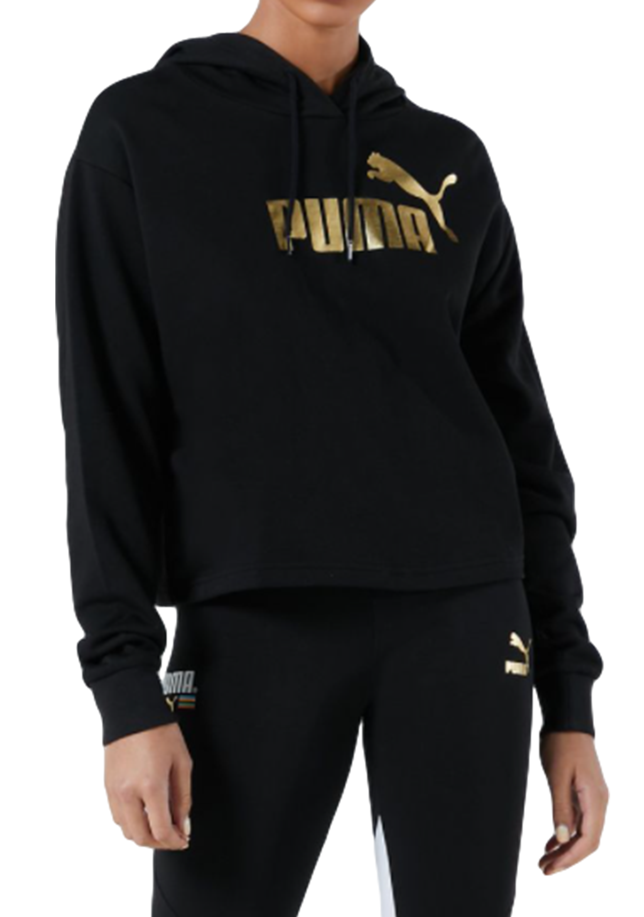 Puma Womens ESS Cropped Metallic Logo Hoodie <br> 586892 01