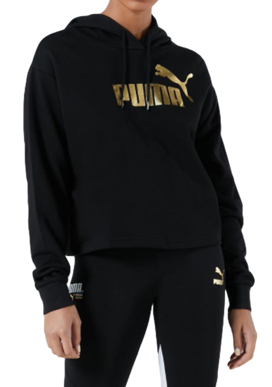 Puma Womens ESS Cropped Metallic Logo Hoodie <br> 586892 01