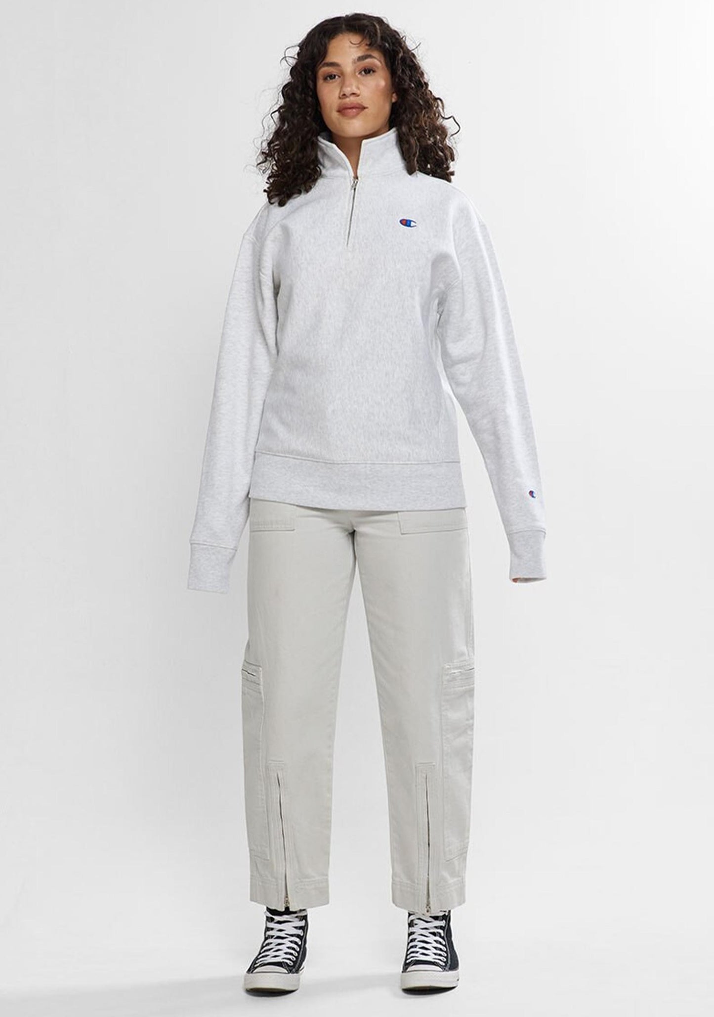 Champion Womens Reverse Weave Oversize Quarter Zip <BR> CTEDA1 429