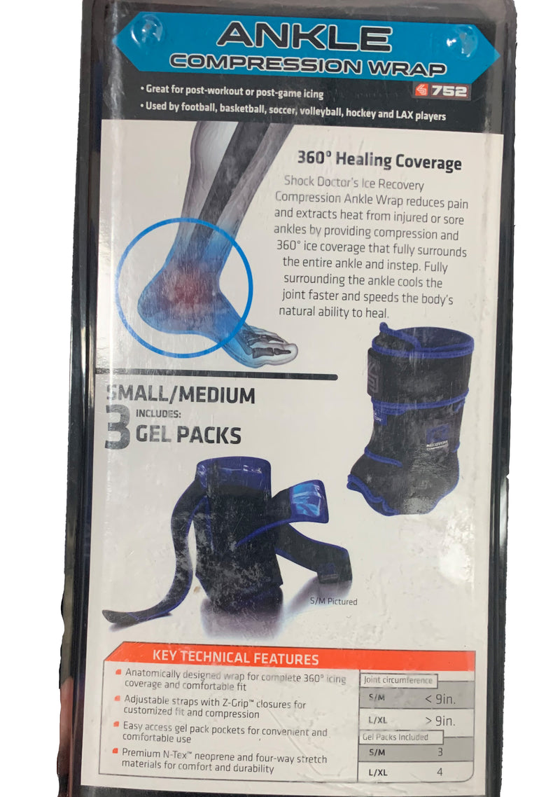 SHOCK DOCTOR ICE RECOVERY COMPRESSION - ANKLE WRAP <BR> 752