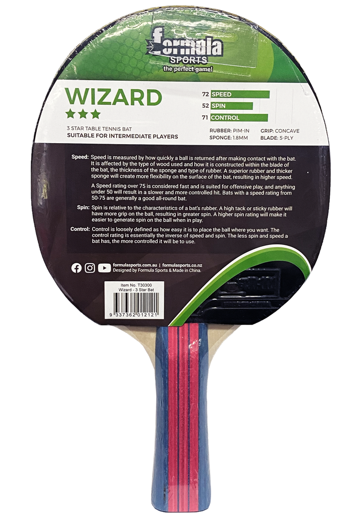 Formula Sports Wizard 3 Star Table Tennis Bat <br> T30300
