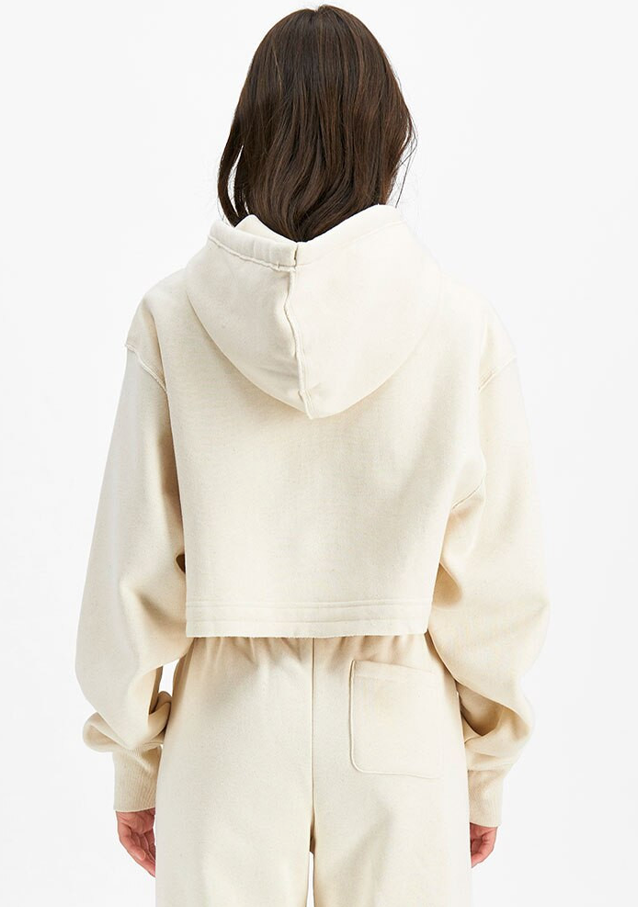 Champion Womens Reverse Weave Beige Cropped Hoodie
