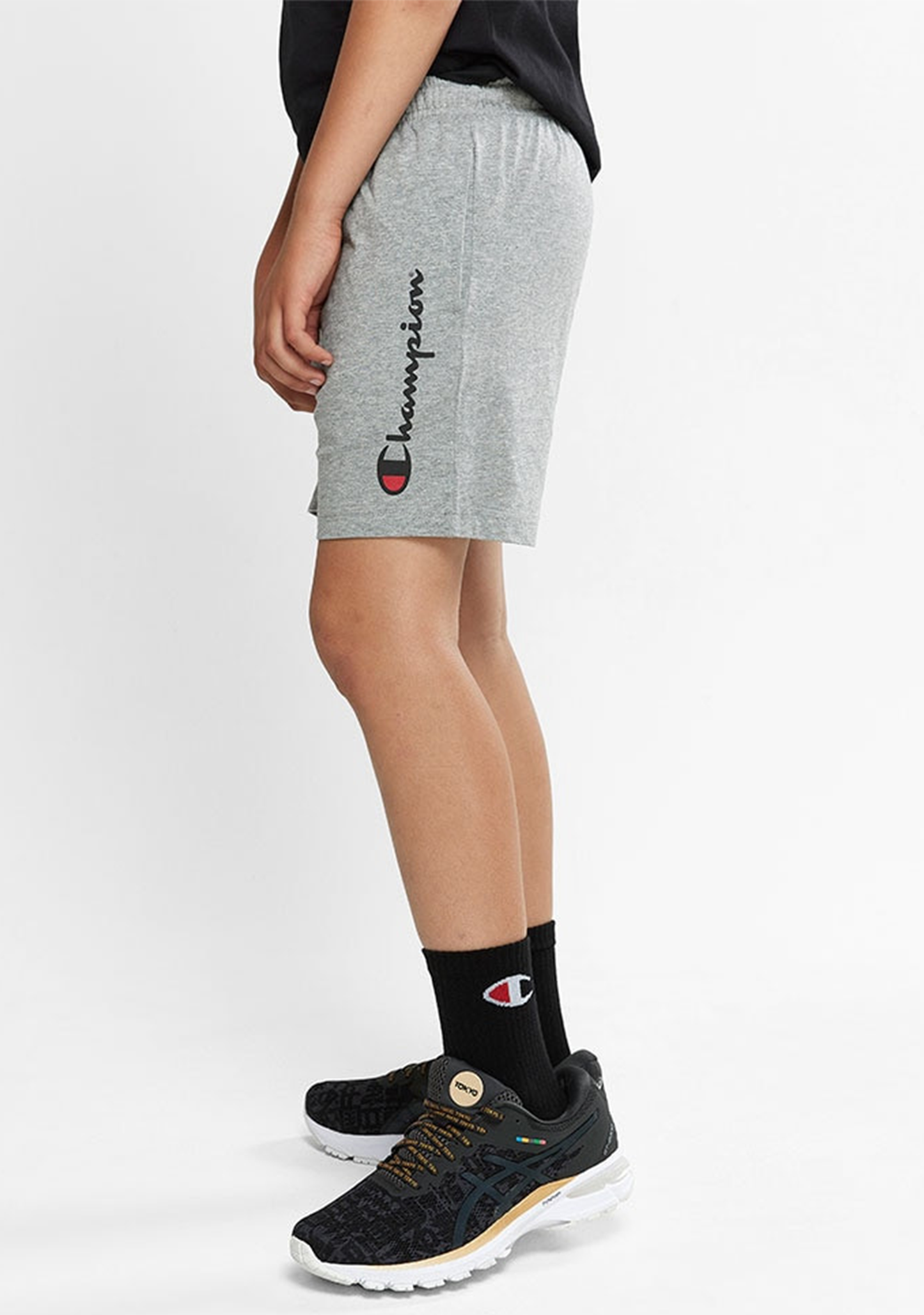 Champion Junior Script Jersey Shorts Grey