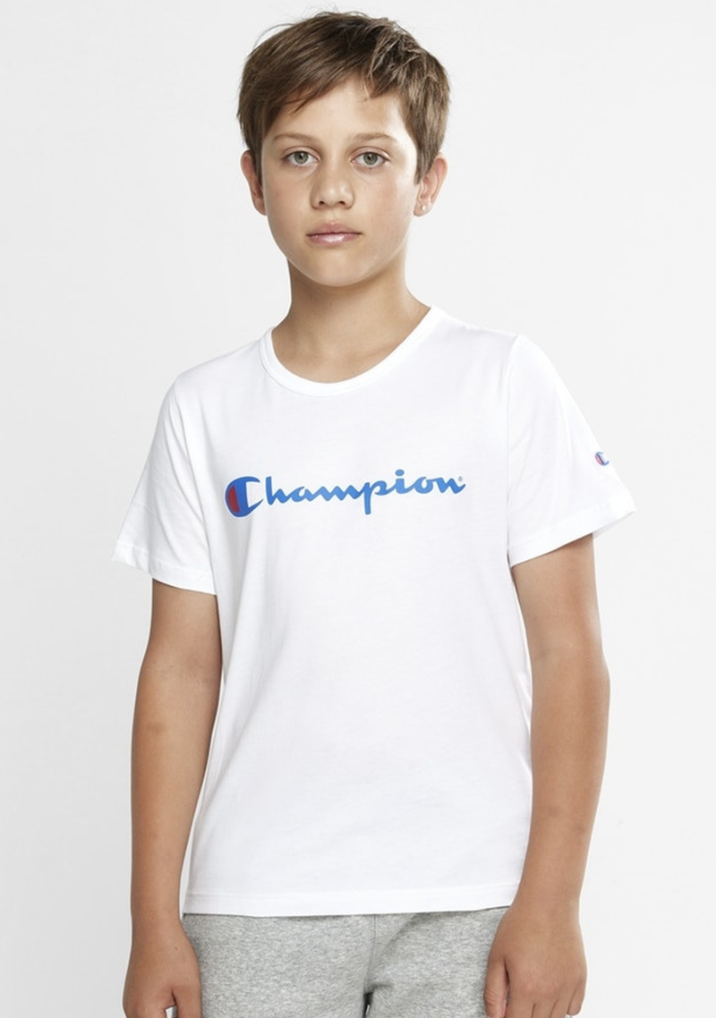 Champion Kids Script Short Sleeve Tee <br> KXA8N WIT