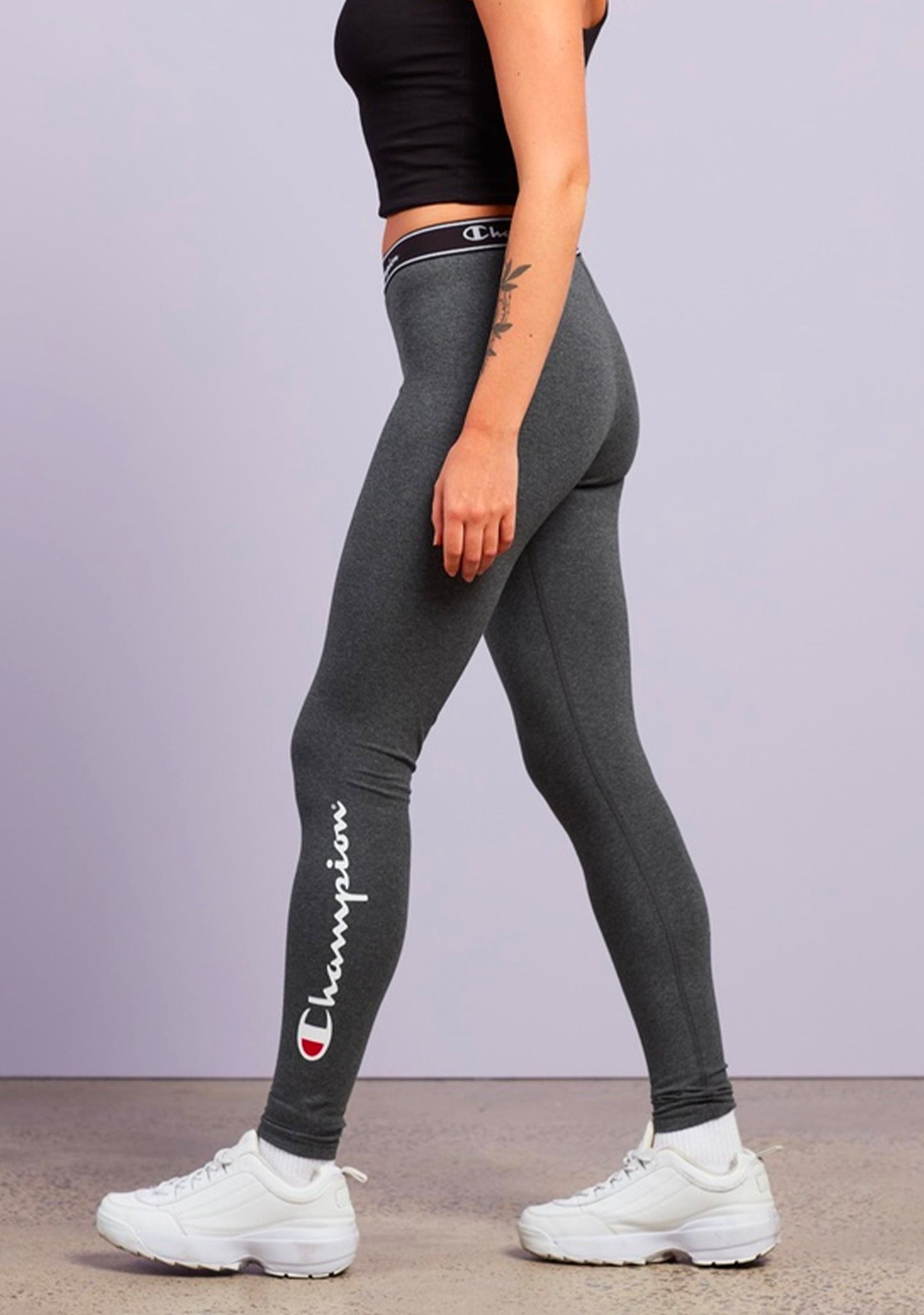 Champion Women’s Script Logo Tights Granite Heather